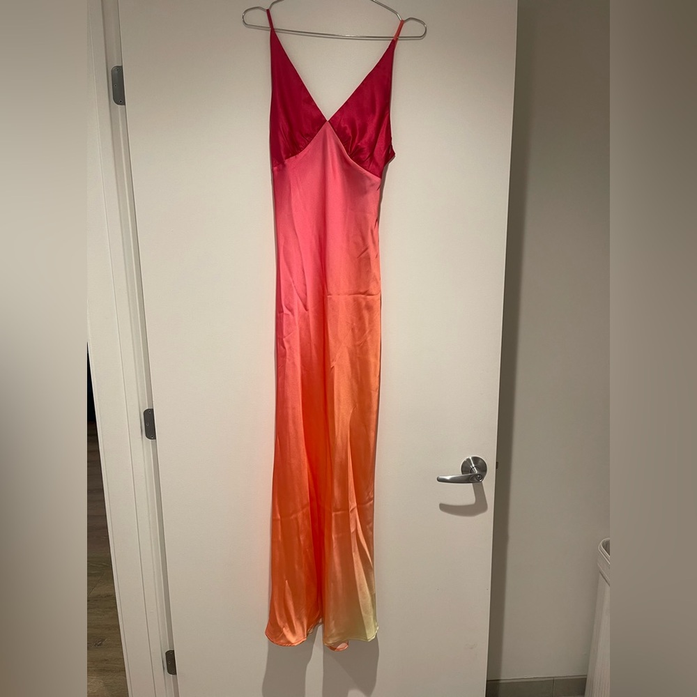 12TH TRIBE MIRABELLA PINK SATIN SORBET MAXI DRESS